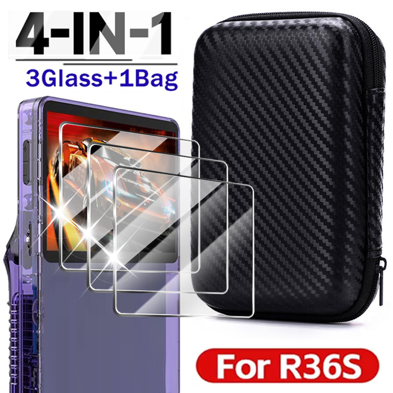 Gaming Console R36S - Estojo 4 em 1 + vidro