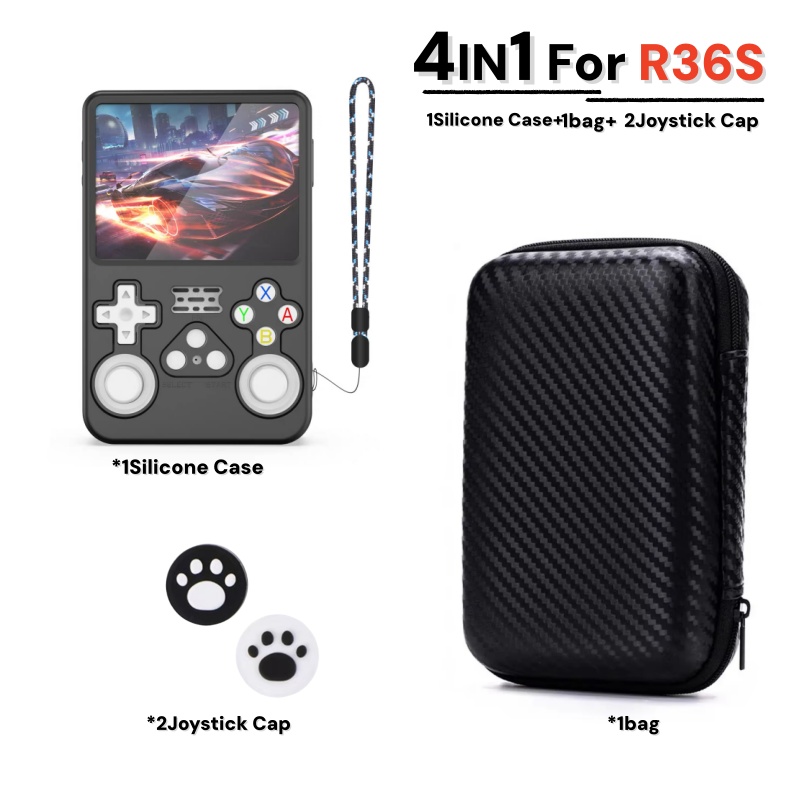 Gaming Console R36S - Bolsa de Armazenamento 4 em 1